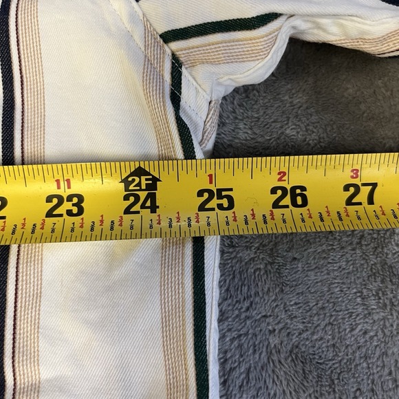 Chaps Ralph Lauren Mens Large White Black Brown Striped Cotton Button Down Shirt - Picture 4 of 9